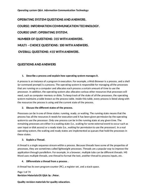 Process Management Operating System Questions and Answers 的图像结果