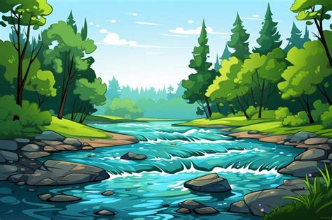 Desenho animado Rio de fundo Imagens de fundo | imagem Premium gerada ...