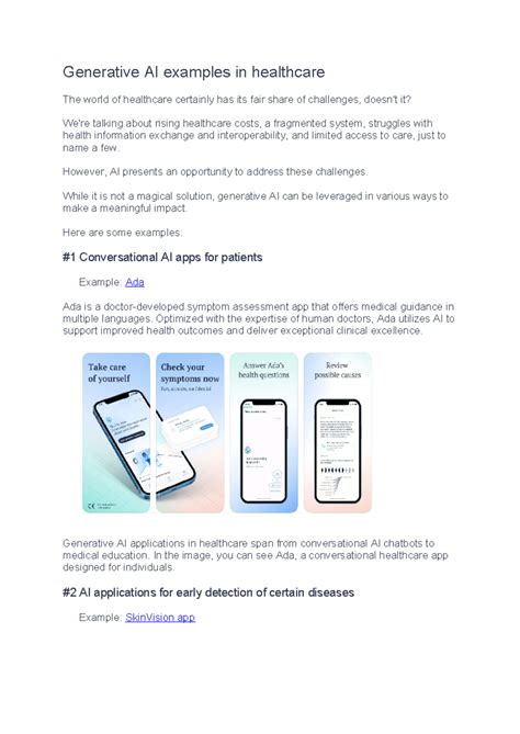 App of GEN AI - nothing - Generative AI examples in healthcare The ...