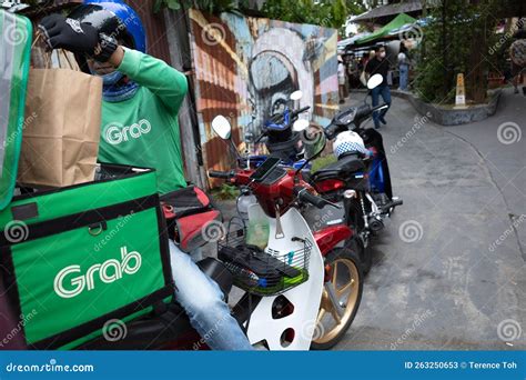 Penang, Malaysia - 14 October 2022 : Close Up of the Delivery Bag of a Grab Food Rider at ...