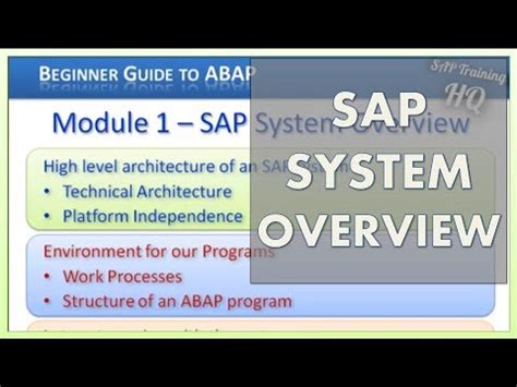 SAP System Overview - Beginners Guide To SAP ABAP Starts With The SAP ...