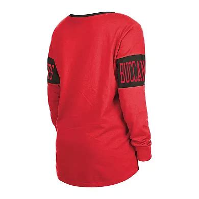 Women's New Era Red Tampa Bay Buccaneers Lace-Up Notch Neck Long Sleeve ...