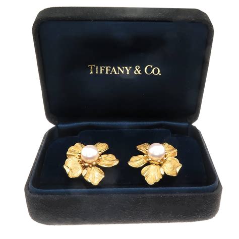 Tiffany and Co. Pearl Gold Wild Rose Flower Earrings at 1stDibs | gold ...