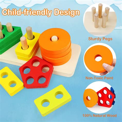 Buy Montessori Toys for 1 to 3-Year-Old Boys Girls Toddlers, Wooden ...