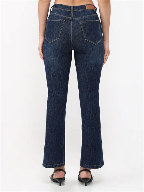 Buy Women Dark Blue High-Rise Flare Jeans | Kraus Jeans