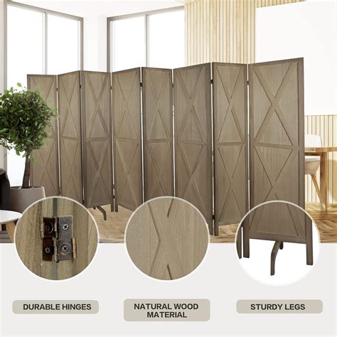 Buy Babion 8 Panel Room Divider Brown Wood Room Dividers Folding Room ...