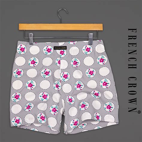 Martini Gray with White Prints Premium Cotton Boxers For Man