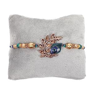 Riddhika Ventures Stylish Kundan and AD Ring Rakhi (Set of 2) (Bracelet ...