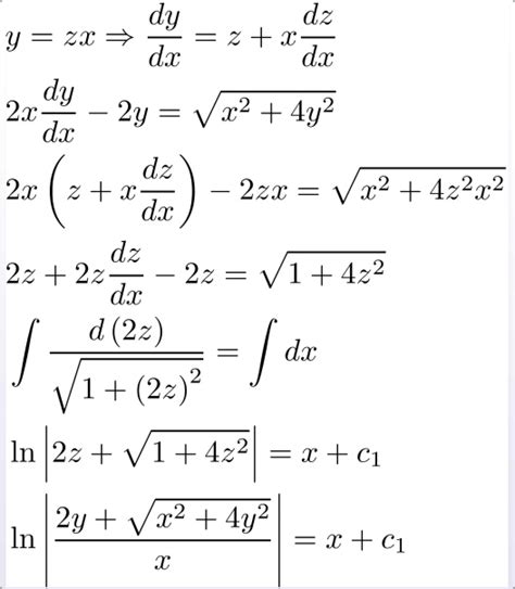 求下列微分方程的通解:2xdy-2ydx=根号(x^2+4y^2)dx_百度知道