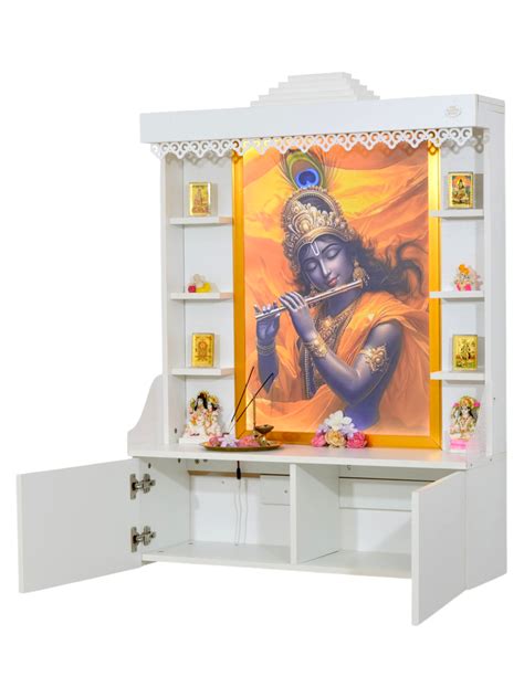 Large Wooden Wall Hanging Home Temple with Hi Resolution Backlit LED P ...