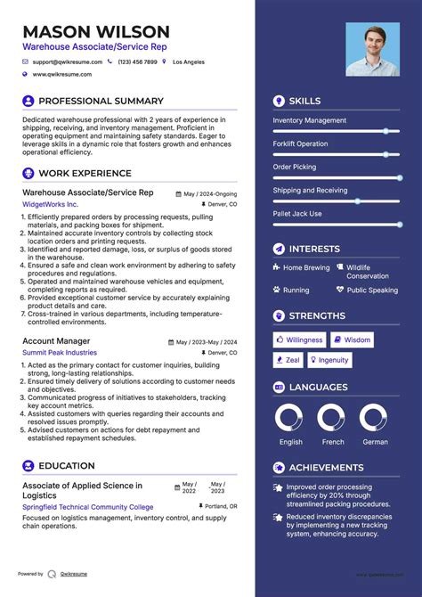 10+ Warehouse Associate Resume Samples & Templates for 2025