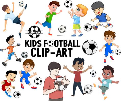 Kids Playing Football Clip Art