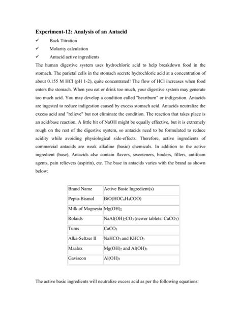 Image result for Antacid Back Titrations Explained