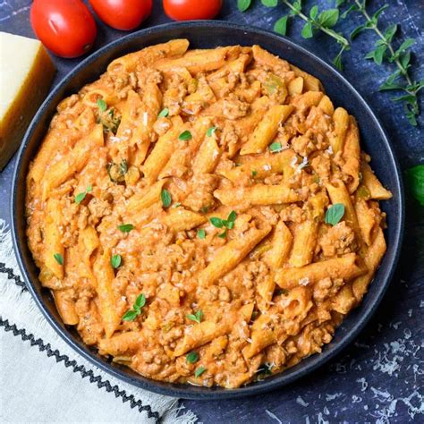 High Protein Creamy Beef Pasta - Skinny Spatula