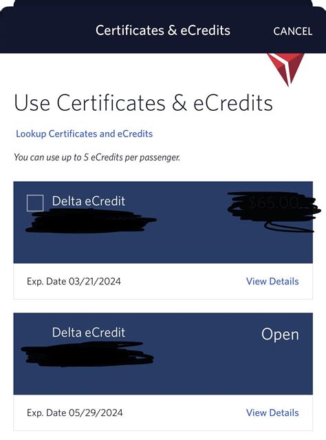 Anyone know what value an “open” ecredit holds? : r/delta