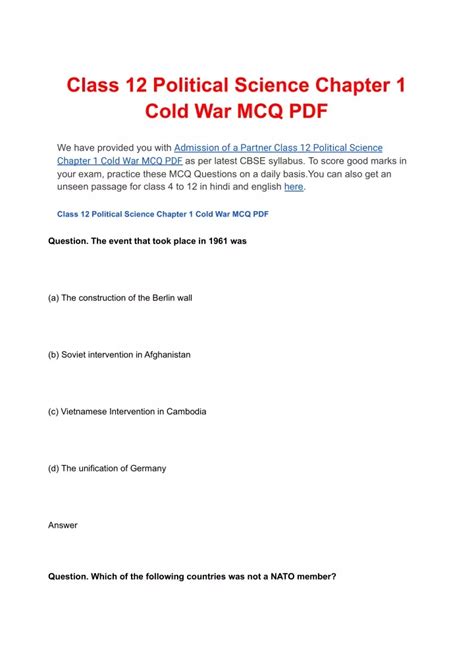 Political Science Class 12 1 Chapter MCQ 的图像结果