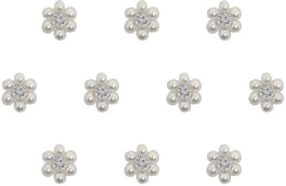 Comet Busters Beautiful White Pearl Floral Bindi With Diamond (BV1604 ...