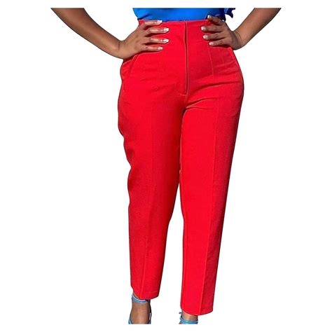 VSSSJ Women's Versatile Suit Pants Regular Fit Solid Color High Waist ...