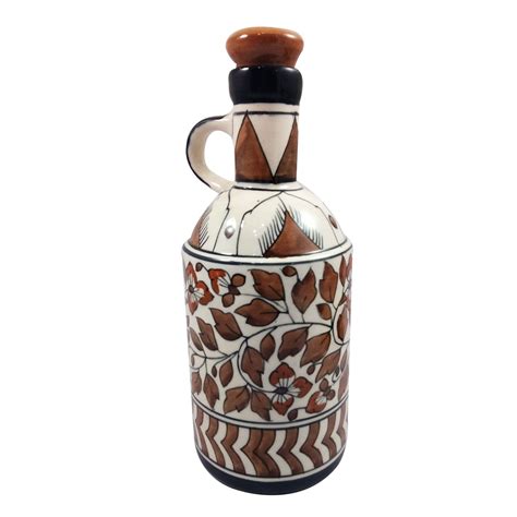 India Meets India Ceramic Handmade Brown Water Bottle Multipurpose ...