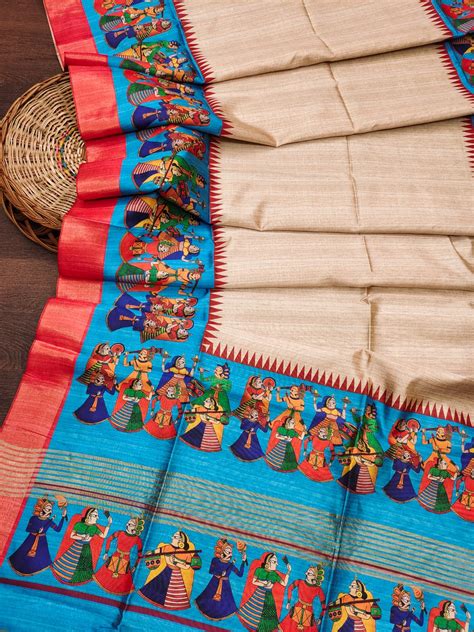 RED - Tussar Silk Kalamkari Saree – Ethnusvilla