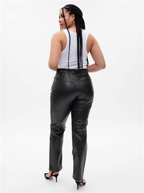 High Rise Vegan Leather Cheeky Straight Pants | Gap