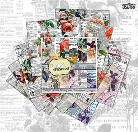 Floral Newsprint - 12*12 Paper Pack – Crafteroof
