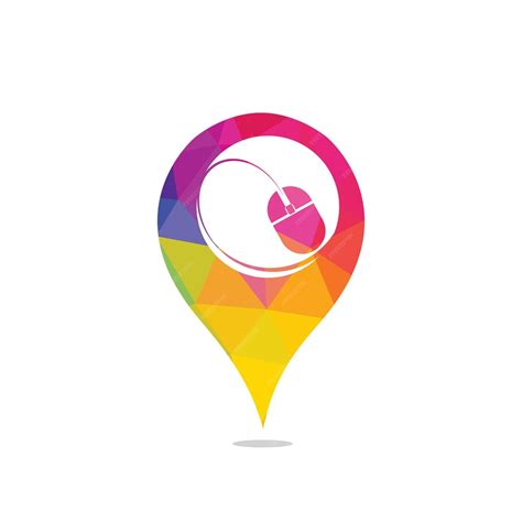 Computer mouse and map pointer logo combination | Premium Vector