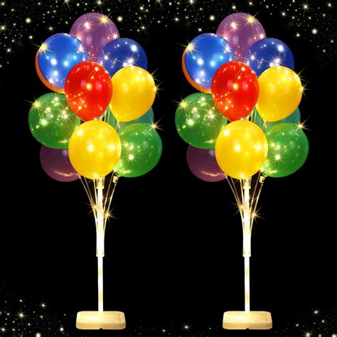 Amazon.com: 2 Sets of Balloon Stand Kit for Floor with LED Light and 35 ...