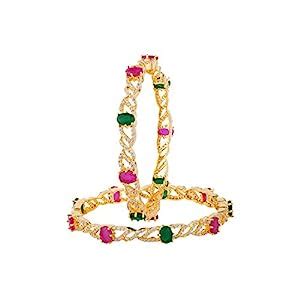 Buy Voylla Coloured Gemstones Brass Bangles at Amazon.in