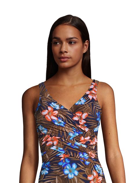 Lands' End Women's SlenderSuit Tummy Control Chlorine Resistant V-neck ...