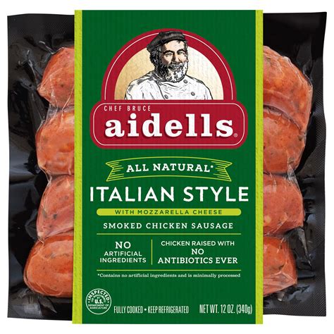 Aidells Smoked Chicken Sausage, Italian Style with Mozzarella Cheese ...