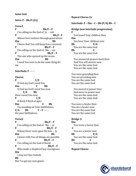 Same God by Elevation Worship Chords and Lyrics - chordchard.com ...