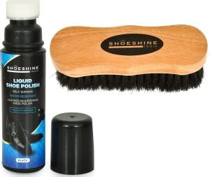 SHOESHINE Black Lequid shoe Polish with Brush for all smooth Leather ...