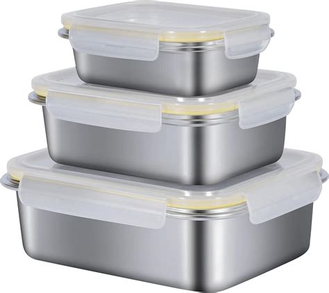 Amazon.com: HOMEARRAY Stainless Steel Food Storage Containers | Leak ...