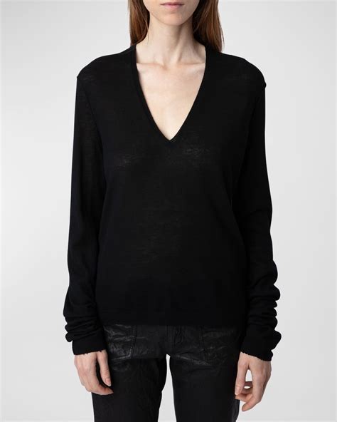 Zadig & Voltaire Rivy Cashmere V-Neck Sweater | Neiman Marcus