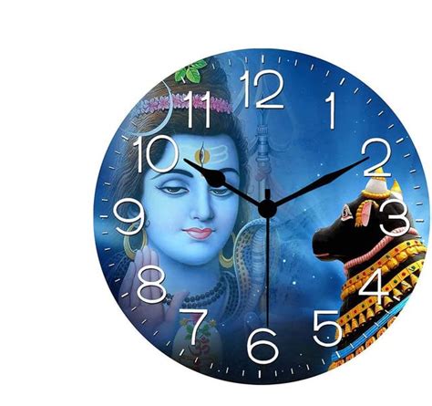 Buy ESCUDO Bhole Nandi Digital Print on Wood 11x11 Inch Wall Clock for ...
