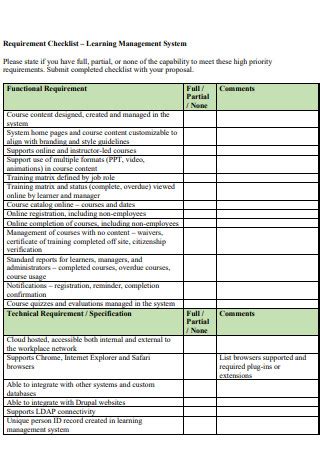 System Requirement Checklist 的图像结果