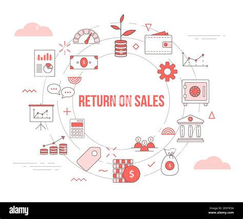 ros return on sales concept with icon set template banner with modern ...