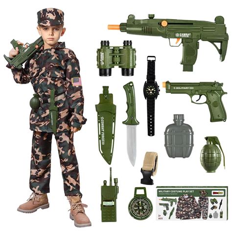 KukuFun Halloween Army Costume for Boys, Kids Army Toy Set Gift for ...