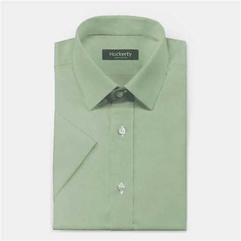 Sage green short sleeve linen-cotton Shirt