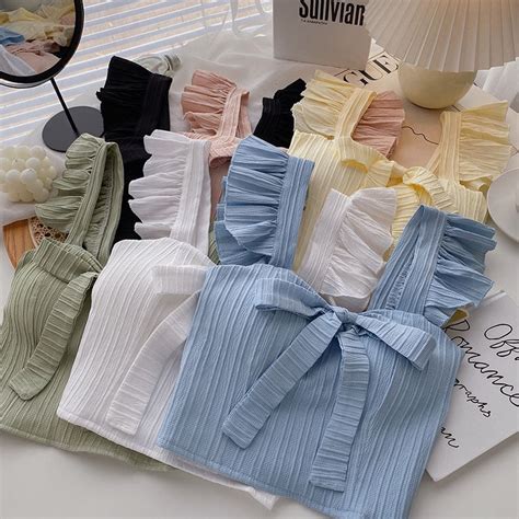 Ruffle Charm Ribbed Built-In Bra Crop Top – Twirl Around World