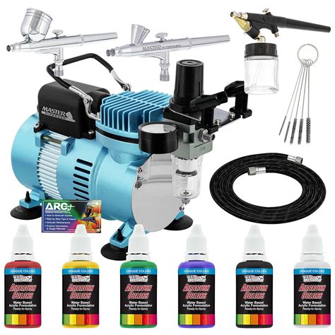 3 Airbrush Kit with 6 U.S. Art Supply Primary Airbrush Colors and ...