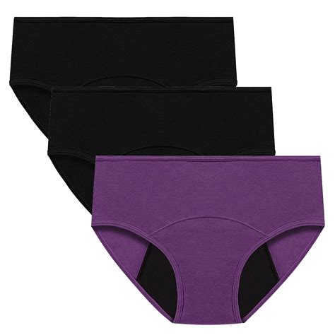 3 Pack Women's Leakproof Period Underwear Heavy Flow High Waisted ...