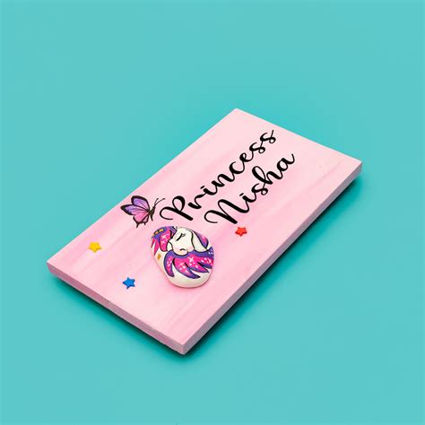 Buy Handpainted Sibling Pebble Art Unicorn Kids Nameboard Online On Zwende