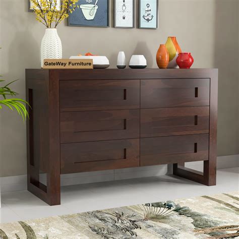 GateWay Furniture Solid Sheesham Wood Wooden Chest of Drawers with 7 ...