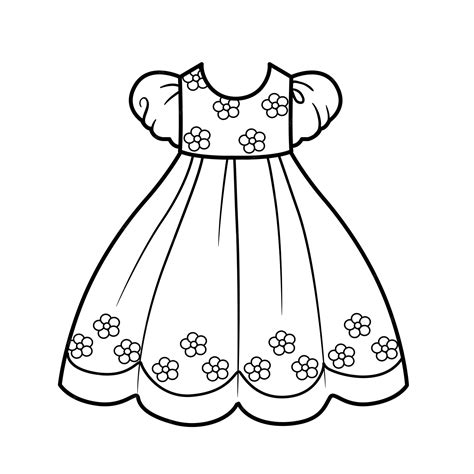 Premium Vector | Beautiful dress outline for coloring on a white background