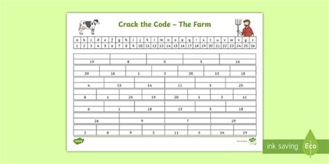 The Farm Aistear Crack the Code Worksheet