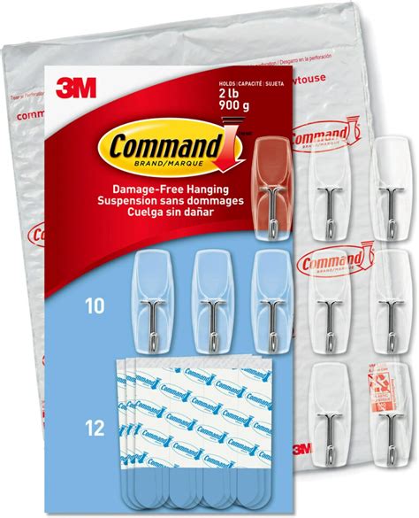 Command Medium Clear Wire Toggle Hooks,10 Wall Hooks and 12 Command ...