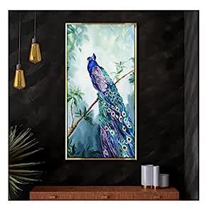 PAPER PLANE DESIGN Vastu painting of Peacocks Canvas Framed For Home ...