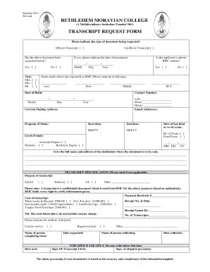 Bethlehem Moravian College Transcript Request - Fill and Sign Printable ...